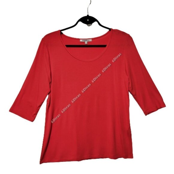 VIOLET ruby comfortable thin light red mid sleeve blouse top sizes M L XL - Picture 1 of 11